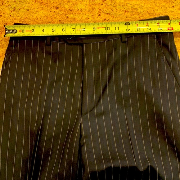 TOMBOLINI MENS WOOL TWO BUTTON SUIT WITH THIN STRIPING AND DOUBLE BACK VENT - Picture 11 of 13